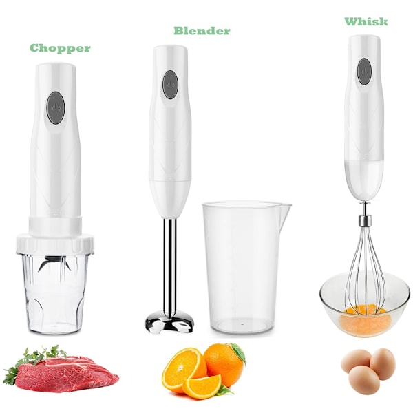 Stavmixer, 150 Watt 5-i-1 Immersion Multi-Purpose Stick Blender med Äggvisp, med Matkvarn