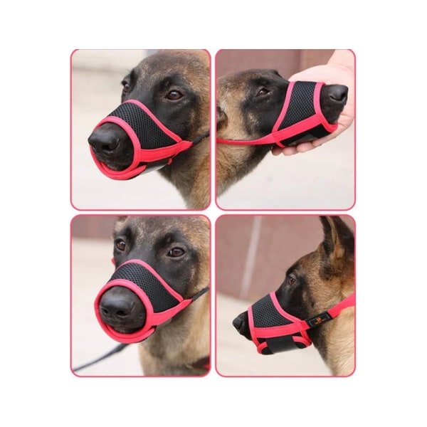 Hundmunstycke Nylon Mjukt Munstycke Anti-Biting Skällande Säkert, Mesh Andningsbart Husdjur Munstycke för Små Medelstora Stora Hundar 4 Färger 5 Storlekar-S