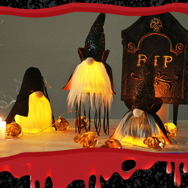 Halloween Gnome Dekorationer Handgjorda Svenska Gnome Plysch Bord