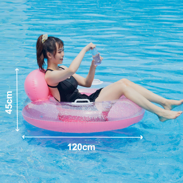 Pool Float stol för vuxna, glittrande uppblåsbar poolstol