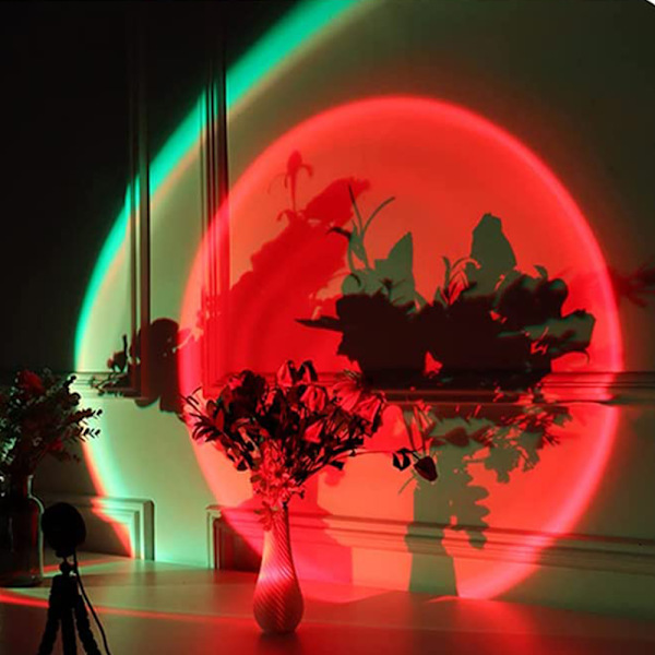 Solnedgångsprojektor LED Regnbåge Projektionslampa USB Solnedgångslampa Projektor Romantisk Visuell LED-lampa med 16 färger Modern Golvstativ Nattlampa för