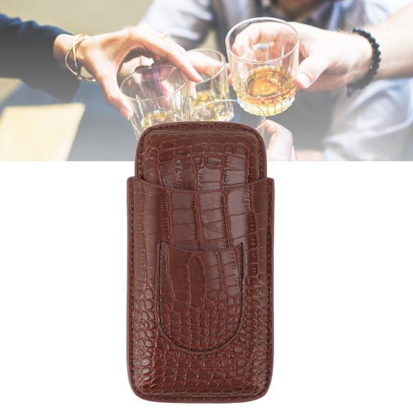 Cigarhållare i konstläder, bärbar, hållbar, elegant, 3-fingers cigarrlåda för resor, utomhus, affärer 78