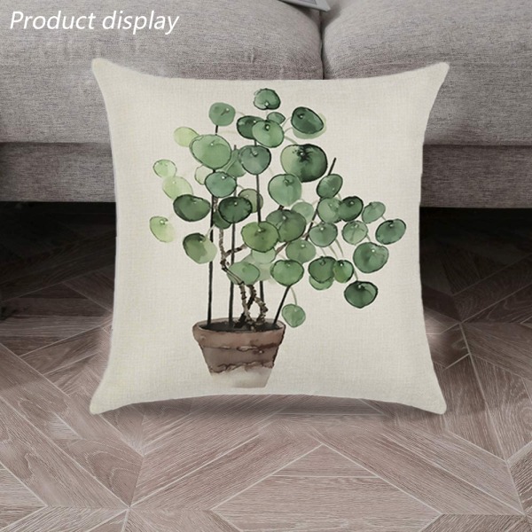 4-delad grön bladväxt tryckt kuddfodral soffa linne