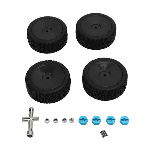 4 st 1/10 RC-däck set gummi stark buffring hög slitstyrka hållbara hjul set för 1/10 platt sportbil svart