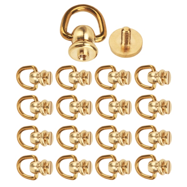12 set D-ring skruv guld mässing metallplätering D-ring nitar för DIY läder plånbok rem skor dekoration L