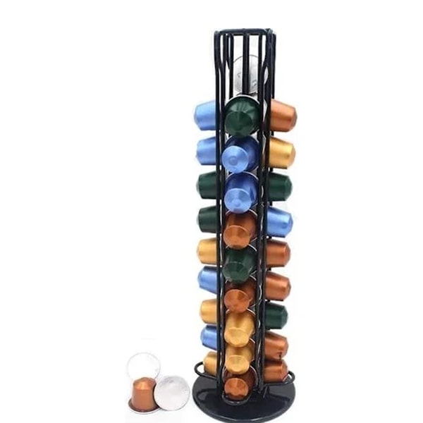 Nespresso kapselhållare Nespresso kaffekapselhållare Nespresso pod dispenserhållare 40 stycken 360 graders roterande kapselhållare, svart