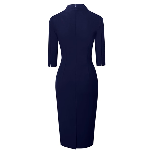 Dam elegant V-ringad 3/4 ärm Cocktail Retro Bodycon Pennklänning Business Midi Slidklänning B760