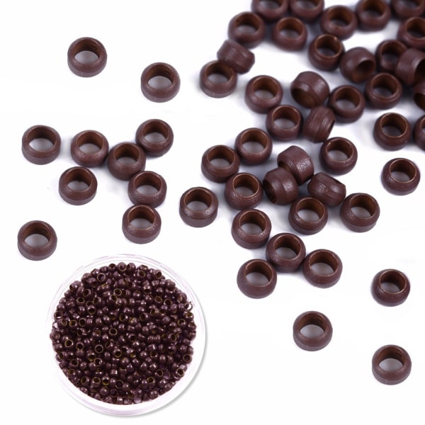 Koppar Nano Ringar Pärlor Hårförlängning, 1000st Mörkbruna Micro Nano Beads, 2,5 mm Länkar Ringar Hårpärlor för fjäderförlängningshår, spetshår