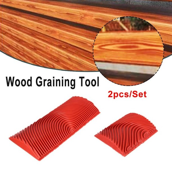 2-pack imitation träådring målarrulle borste konst väggmålning verktyg trä DIY ådring målning verktyg hushåll väggkonst målar väggdekoration