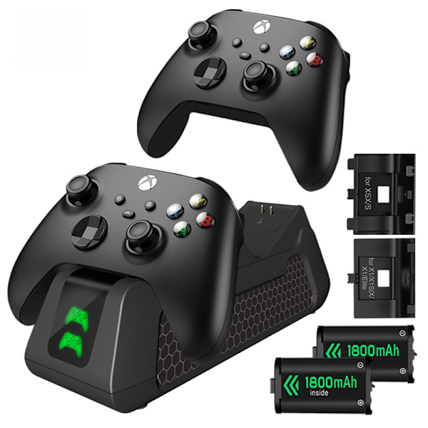 Självständig Xbox Series S/X dubbel handtag laddningsstation Xbox One trådlös handtag basladdning + batteri