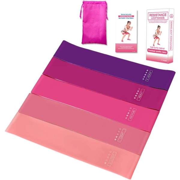 5PCS Sports Training Resistance Loop Bands Set Elastic Booty Band Set för Yoga Home Gym Training