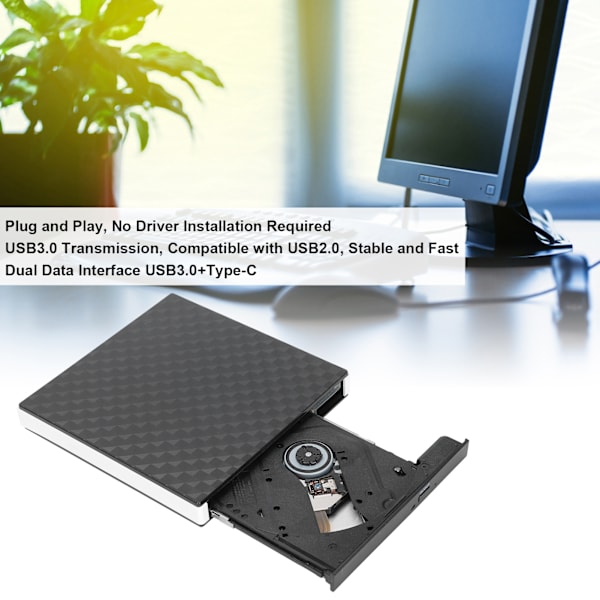 Slim Optisk Enhet för Förbättrad Bärbar Datorprestanda, Portabel DVD-brännare med Högkvalitativa Material för Windows, Mac, Linux