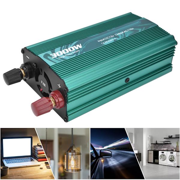 DC till AC-omvandlare Aluminiumlegering Smart Repair Sinusvåg Power Inverters 3000W 12V till 110V Vert