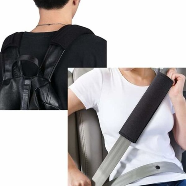 2 st mjuka bilbältesöverdrag axelskydd kuddar kompatibla med alla bilar och ryggsäckar crossbody-väskor svart färg