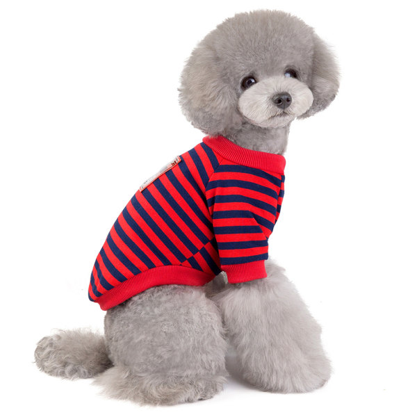Pet kläder Hund rand T-shirt Pet bipod kläder Pet spring