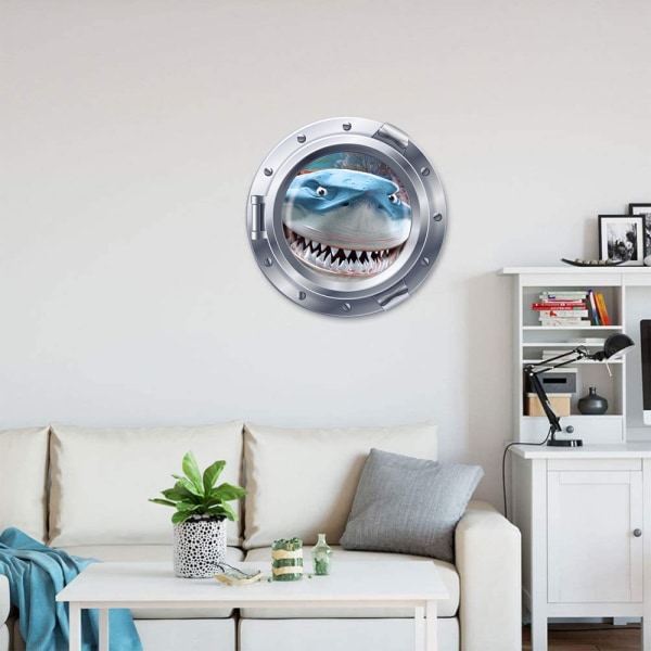 3D kakel klistermärke haj ubåt fönster väggdekal