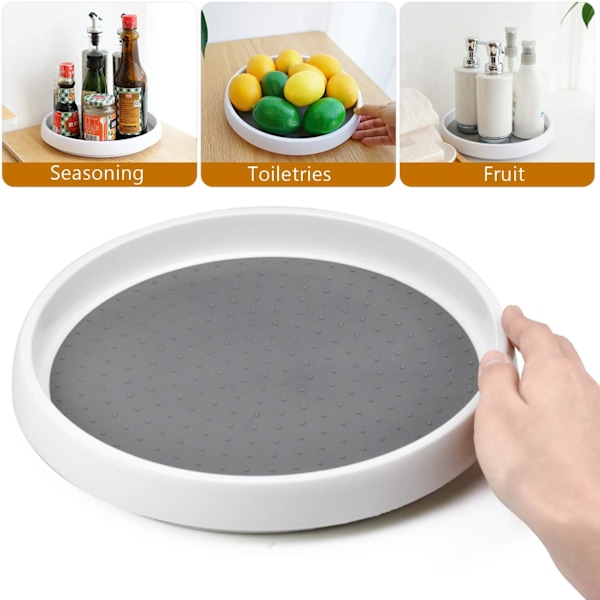 Halkfri Lazy Susan Snurrbricka för Kök, Enkel 360° Rotationsorganisatör för Kryddor, Smaktillsatser, Skafferi, Badrum, Kylskåp, Bänkskiva