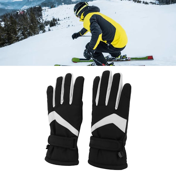 1Set Vinter Touchscreen Handskar Vattentäta Förtjockade Fleece Varma Handskar för Män Kvinnor Utomhus Cykling Skidåkning Svart M