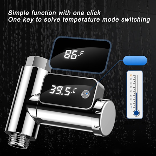 G1/2 Krantermometer LED-display Duschtermometer Vattentemperaturmonitor för barn Vuxna Hembadrum
