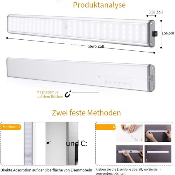 Skåpsbelysning med rörelsesensor LED USB