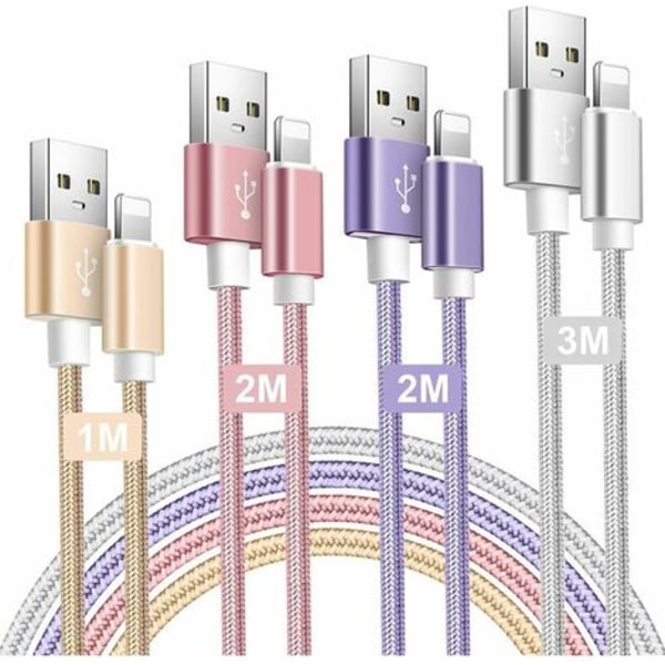 iPhone-kabel iPhone-laddare 1M/2M/2M/3M [MFi-certifierad] Lightning-kabel Nylon iPhone Snabbladdningskabel kompatibel med för iPhone 13 Pro Max