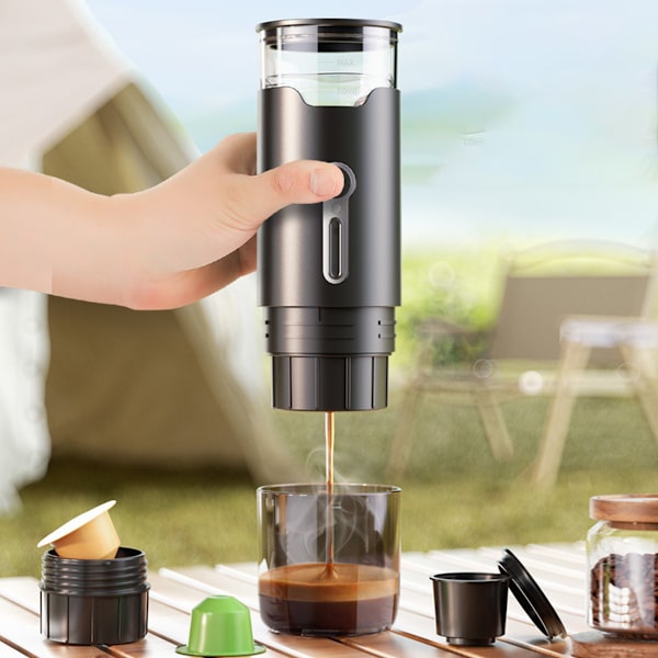 Bärbar Elektrisk Espressomaskin, Självvärmning, Typ-C & Billaddare, Mini Kaffebryggare, för Camping, Resor, Husvagn, Vandring