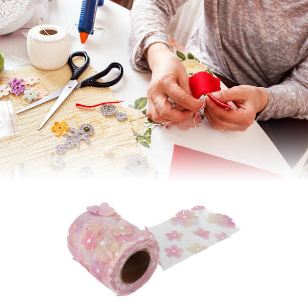 Tulle rulle färgglad gradient blomma rosett nät tyg rulle DIY material band röd