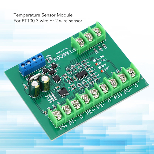 4-kanals PT100 RTD RS485 Temperatursensorbräda Temp-insamlingsmodul Resistansuppsamlare B500 -40-500℃ DC24V