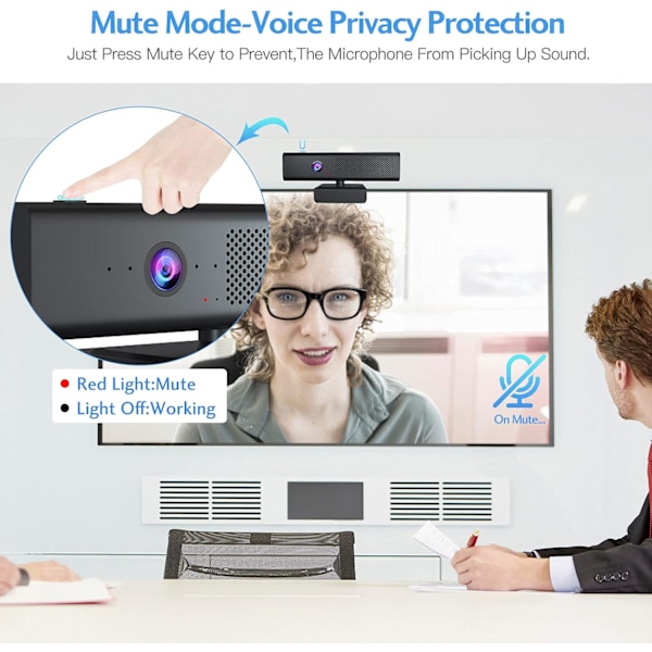 Plug and Play Webcam med mikrofon, HD-kvalitet til problemfri videochat