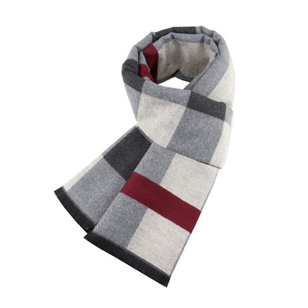 Lyxig Merinoull Randig Herrscarf - Presentförpackad Vinter Mjuk Varm Tjock Stickad Slips för Män