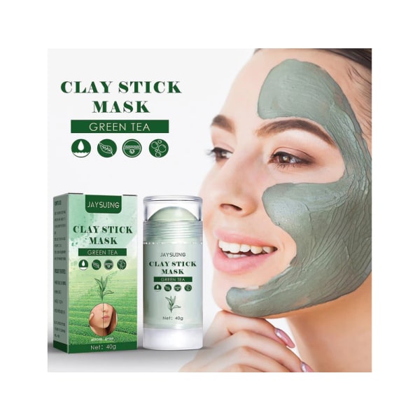 40 g grönt temask för kvinnor Ansiktsbehandling djuprengörande porer Acne Remover Purifying Clay Stick