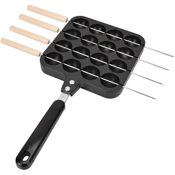 Konsten att göra perfekt Takoyaki, 16-håls non-stick Takoyaki-panna, gjuten aluminium för jämn värmeledning och sömlös matlagning