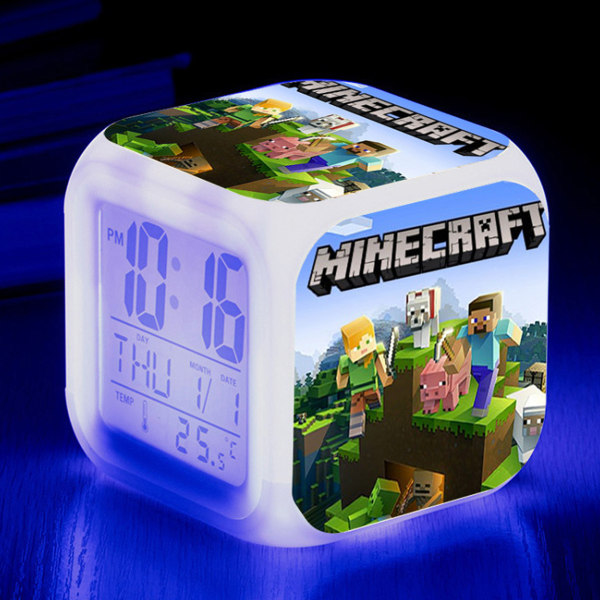 Minecraft väckarklocka Coolie rädd tecknad LED digital färg lysande klocka födelsedagspresent julklapp stil