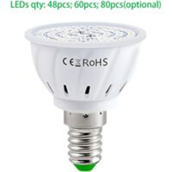 AC220V Full Spectrum LED-växtlampa E14 med 60 LED-växtlampa för hydroponiska växthus inomhusväxter