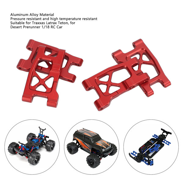 RC främre bakre svingarmar aluminiumupphängningsarmar set för Traxxas Latrax Teton för Desert Prerunner 1/18 RC bil röd