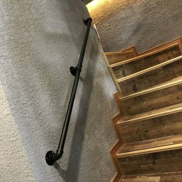Säkerhetsledstång för trappor inomhus och utomhus Trappräcke Stödsats Ledstångsräcke Trapphandtag Säkerhetsräcke - Svart metall smidesjärn (30 cm)