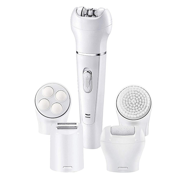 Epilator, Ansiktshårborttagning, Hårborttagning Rakning, Ansiktsrengöring, Massage, Damrakhyvel, Hårdhudsborttagning med 5 i 1 Vattentäta Borsthuvuden