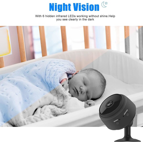 Mini WiFi-dold kamera liten, Full HD 1080P Baby Security Surveillance trådlös kamera med nattsyn och rörelsedetektering inomhus/utomhus mikro