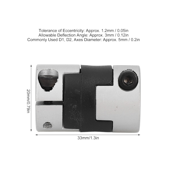Flexibel axelkoppling Aluminium Plommon D20 L33 Koppling Hög Vridmoment för 3D-skrivare Servomotor CNC-maskin