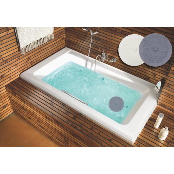 Badpropp, 6 tum stort silikonbadkarspropp avloppsplugg handfatshårpropp platt suglock för kök badrum och tvättstuga (2-pack,