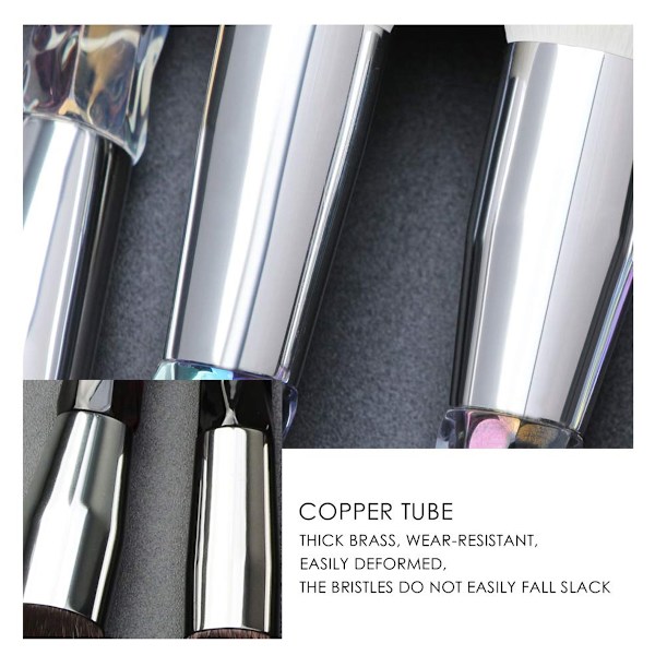 Sminkborstar Crystal Handle Set,10 ST Crystal Transparent Handle Kabuki Powder Foundation Brush Concealer Eye Shadow Eyeliner Ögonbrynsborste