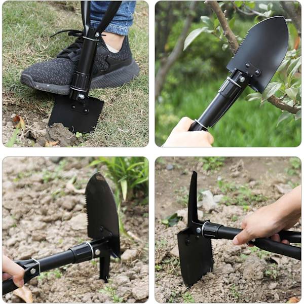 Mini hopfällbar spade i höghållfast stål, bärbar lätt utomhus taktisk hopfällbar mini spade, skyttegravverktyg, camping, vandring,