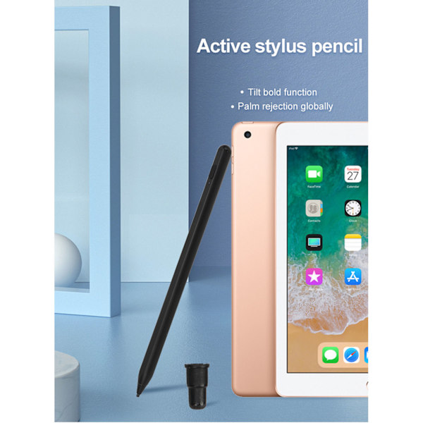 Stylus Pen Digital Penna Fin Spets Tyst Skriv Smart Penna med 2 Spetsar för IOS för Android-surfplattor Svart