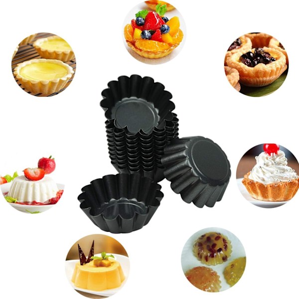 Quicheformar för miniatyrdesserter, non-stick-yta garanterar enkel rengöring, kraftigt kolstål stödjer hög temperaturbeständighet