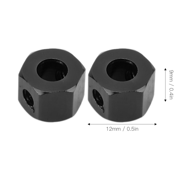 4 st/set 12 mm aluminiummetall sexkantshjulnav drivadapter för WPL 1/16 RC biluppgraderingsdelar svart
