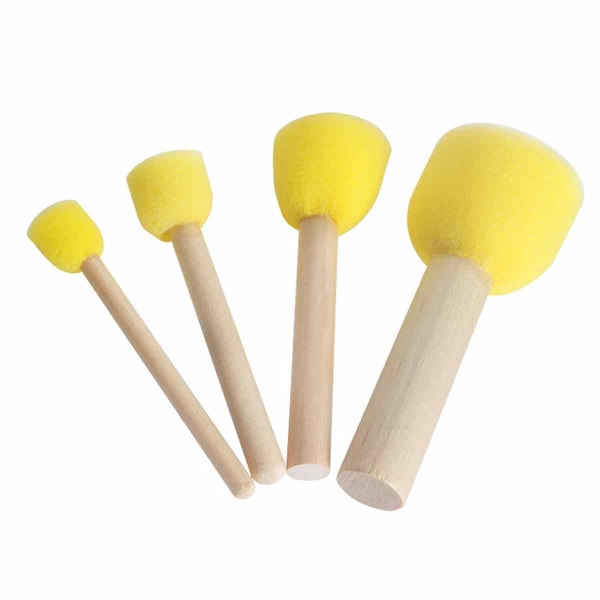 Rund schablon svamp trähandtag skum svamp pensel möbler konst hantverk målning verktyg tillbehör gul (4 st)