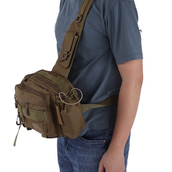 Fiskeutrustning Väska Nylon 600D Fiskeutrustning Sling Pack med Midjebälte för Utomhus CyklingKhaki