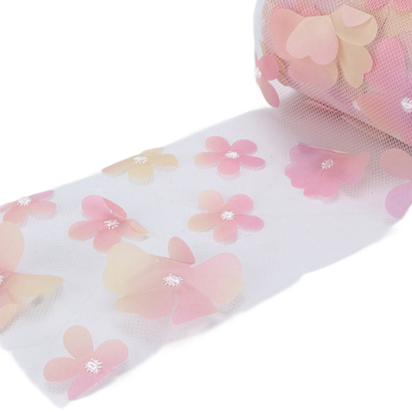 Tulle rulle färgglad gradient blomma rosett nät tyg rulle DIY material band röd