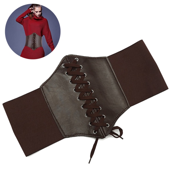 Korsettbälten för kvinnor Snöra elastiska bälten i läder för klänningar