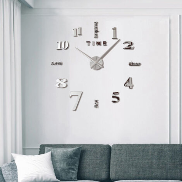 Blå dröm 3D väggklocka, DIY digital väggklocka, tyst rörelse, modern design väggklocka, jätte väggklocka för sovrum kök vardagsrum